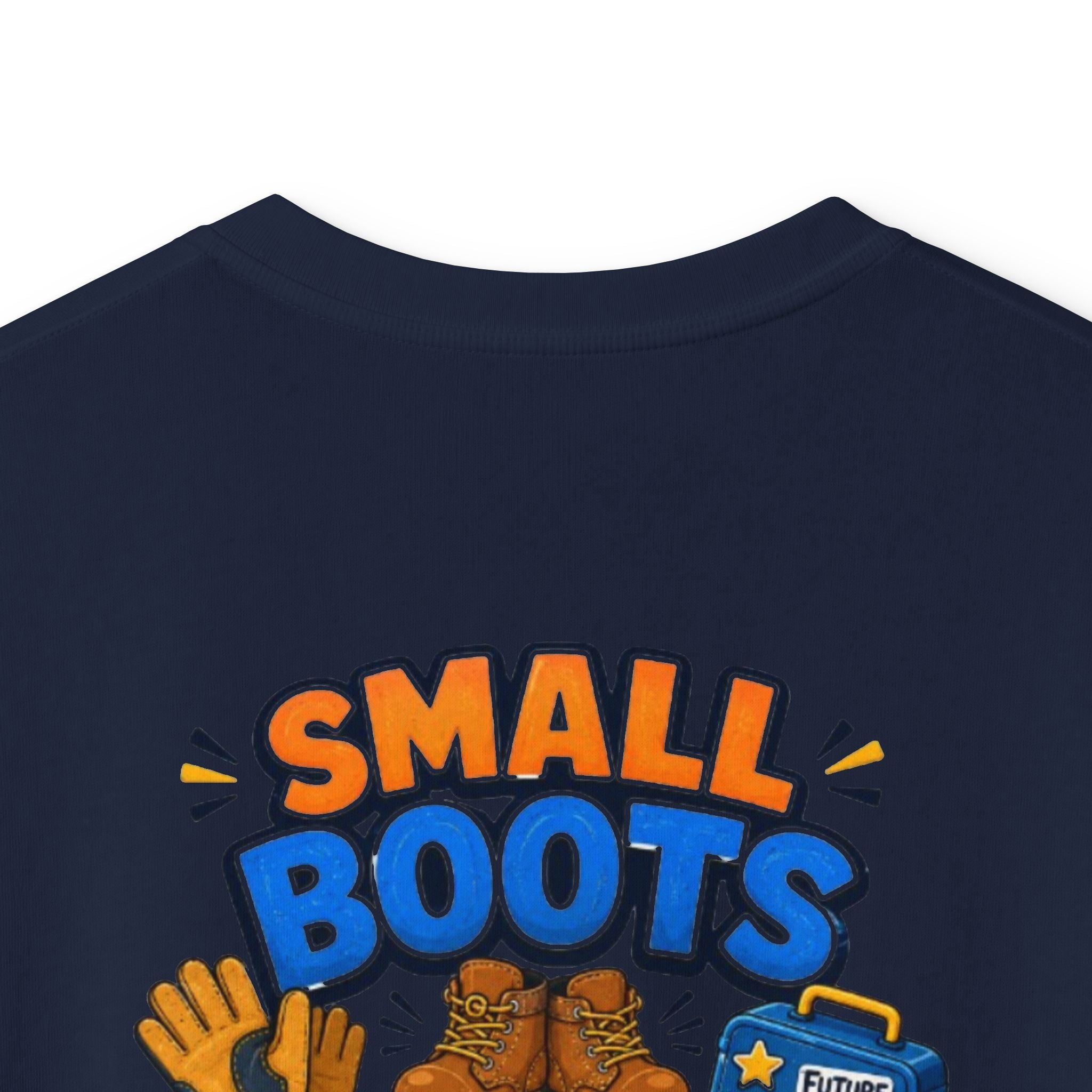 Kids Tee — "Small Boots Big Jobs" Construction Graphic Shirt for Young Builders