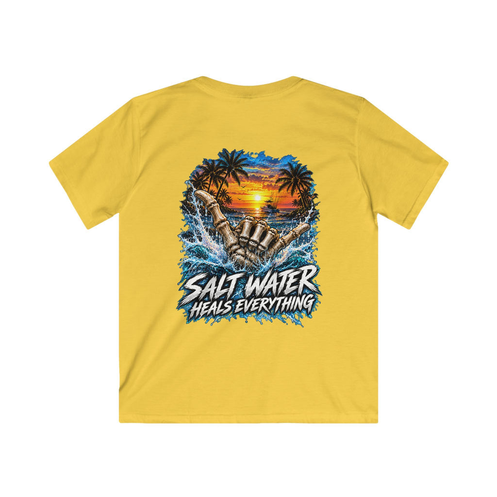 Kids T-Shirt — "Salt Water Heals Everything" Tropical Sunset Beach Tee