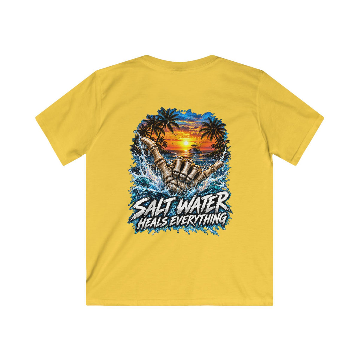 Kids T-Shirt — "Salt Water Heals Everything" Tropical Sunset Beach Tee