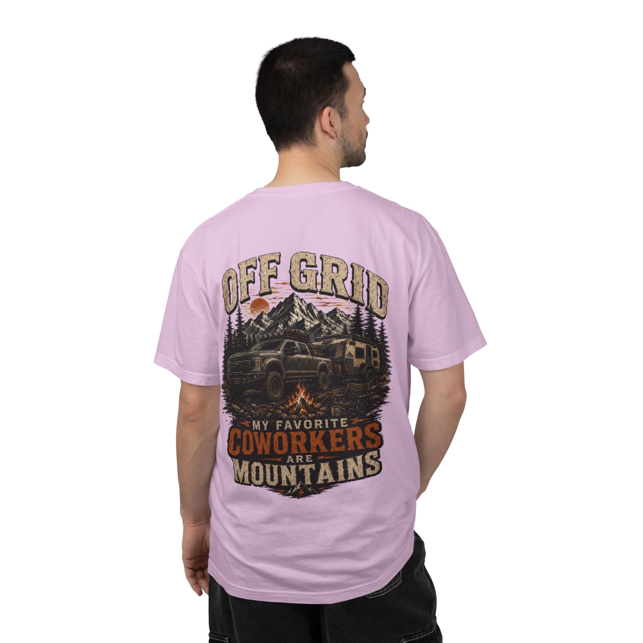 Off Grid Mountains T-Shirt — "Off Grid: My Favorite Coworkers Are Mountains" Adventure Tee