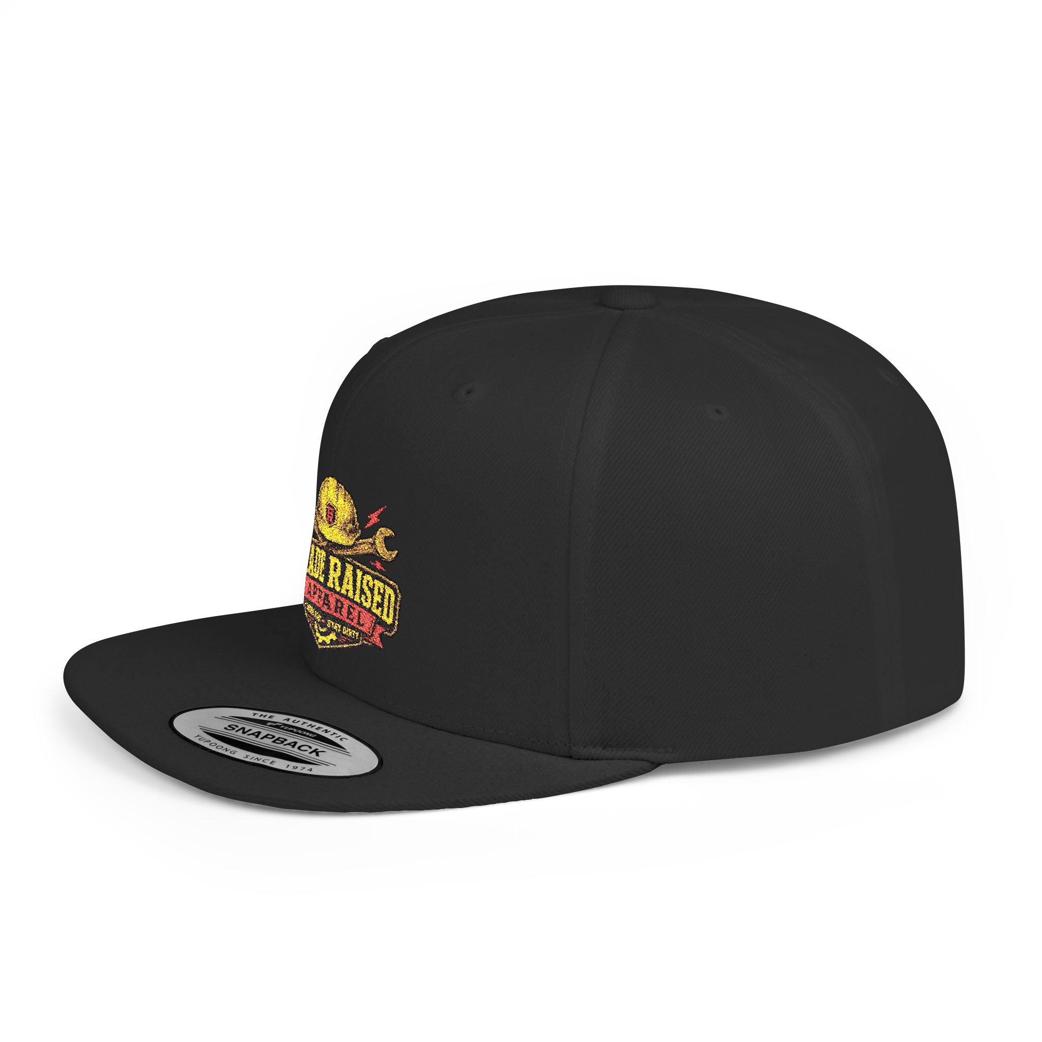 Flat Bill Snapback Hat — "Trade Raised" Logo Cap