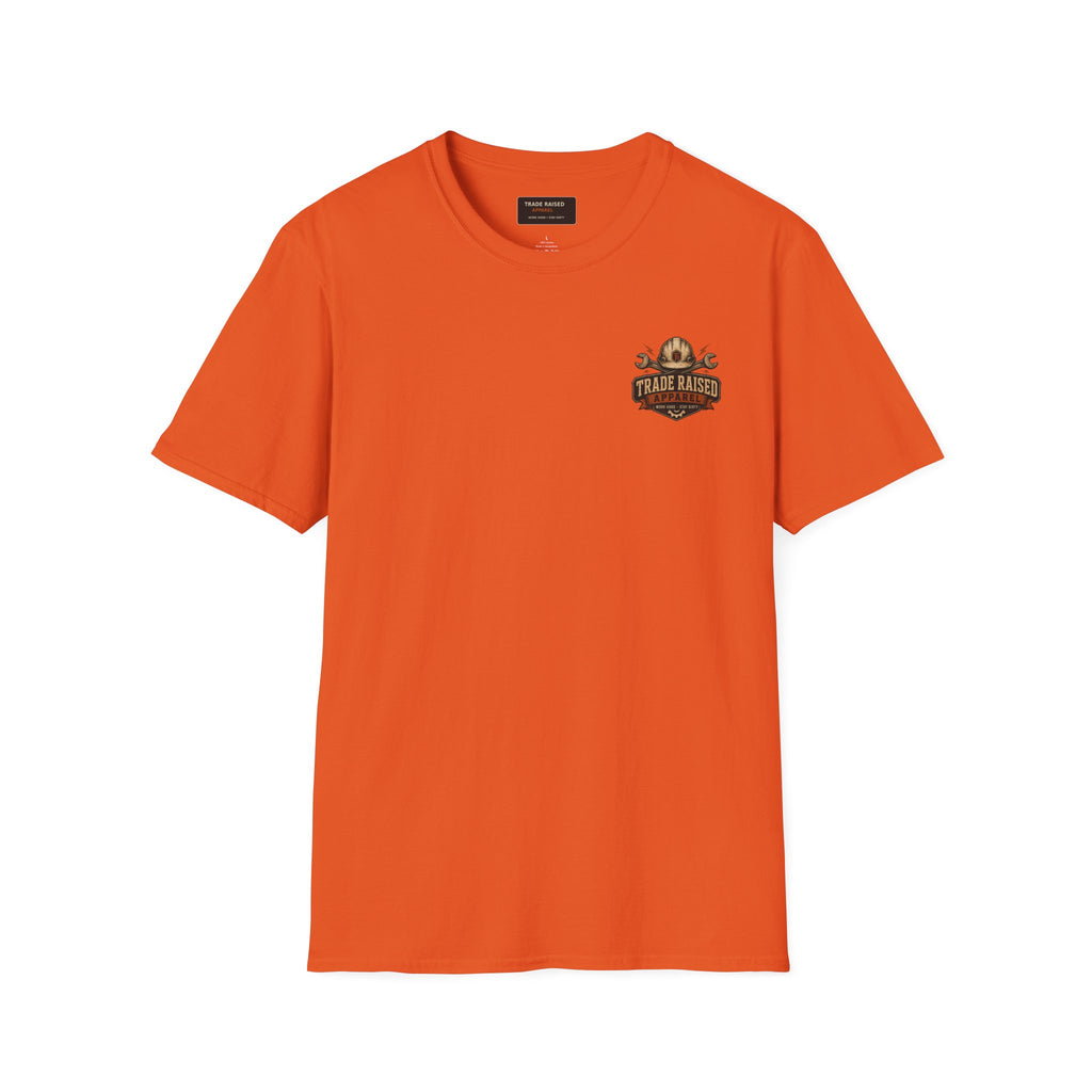 T-Shirt — 'Trade Raised' Coffee Badge Graphic