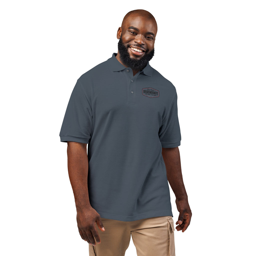 Embroidered Blue Collar Degenerate Polo Shirt