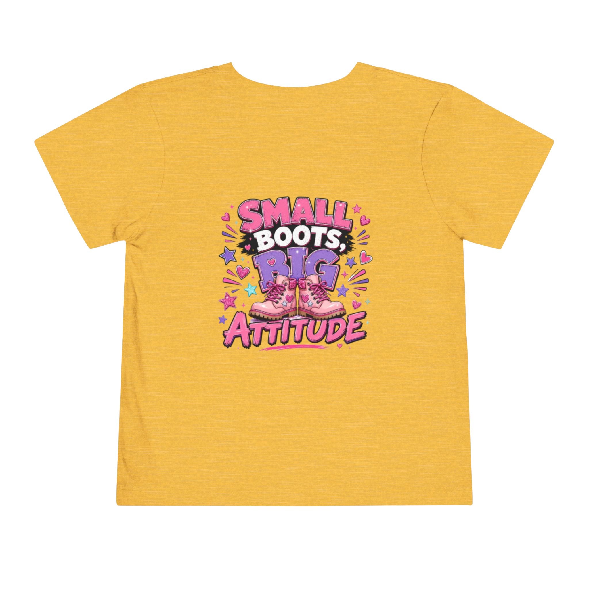 Toddler Tee — "Small Boots, Big Attitude" Pink Cowgirl Graphic