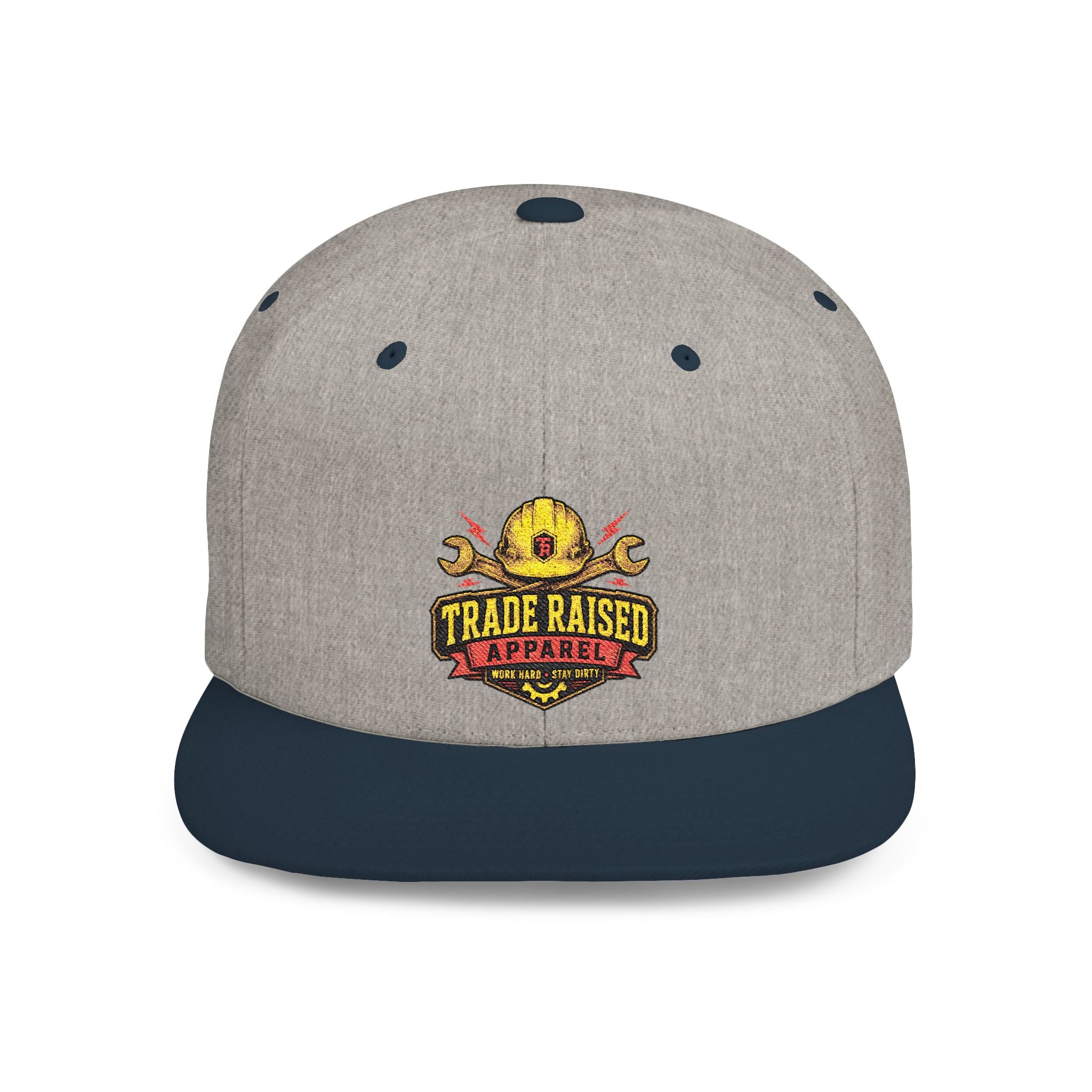 Flat Bill Snapback Hat — "Trade Raised" Logo Cap