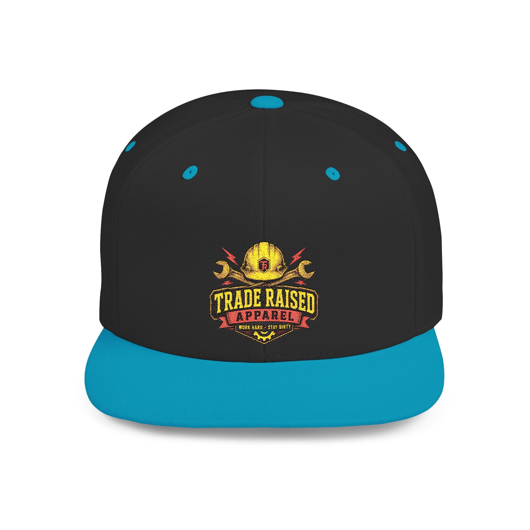 Flat Bill Snapback Hat — "Trade Raised" Logo Cap