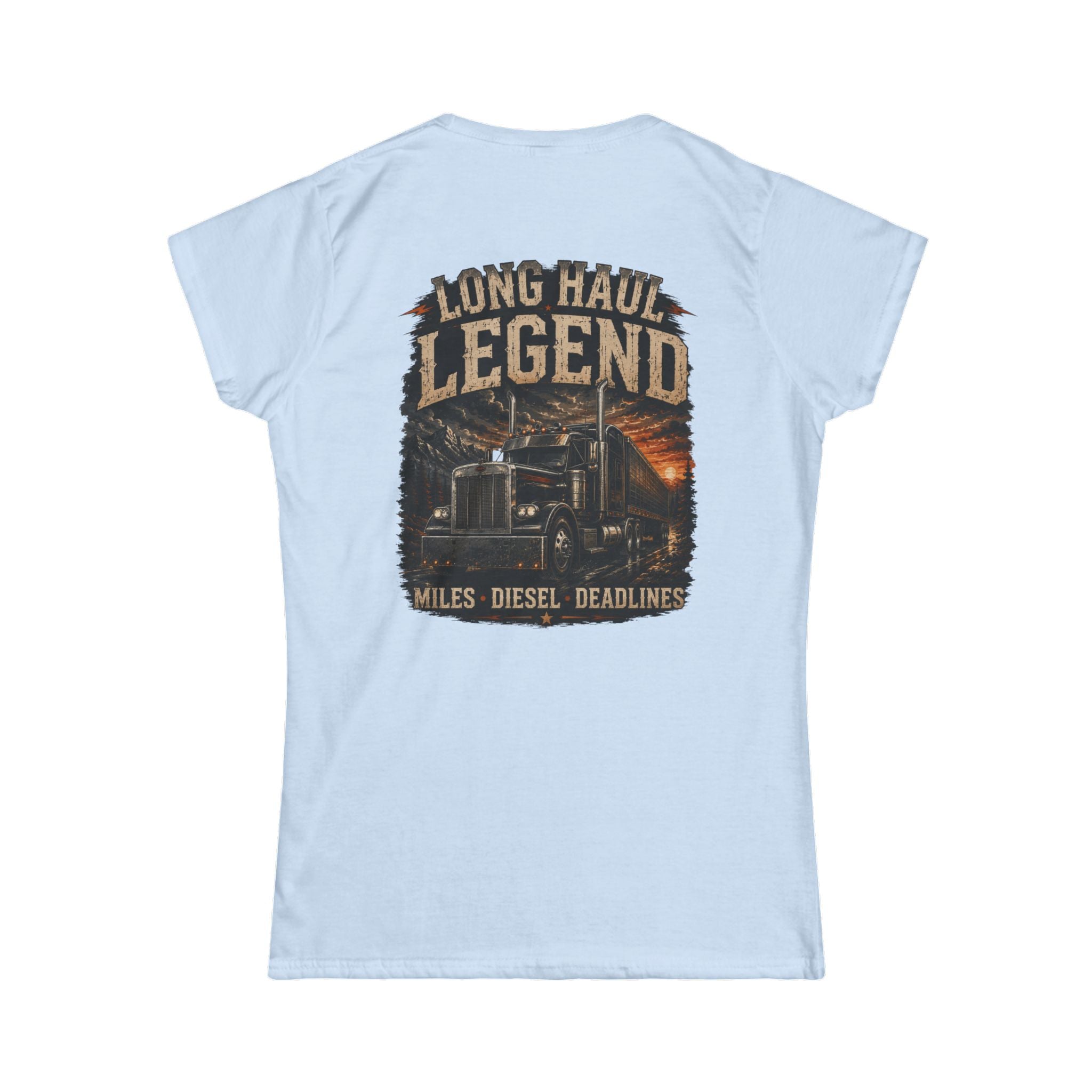Long Haul Legend Women's Tee – Truck Driver Miles, Diesel Deadlines Graphic Shirt