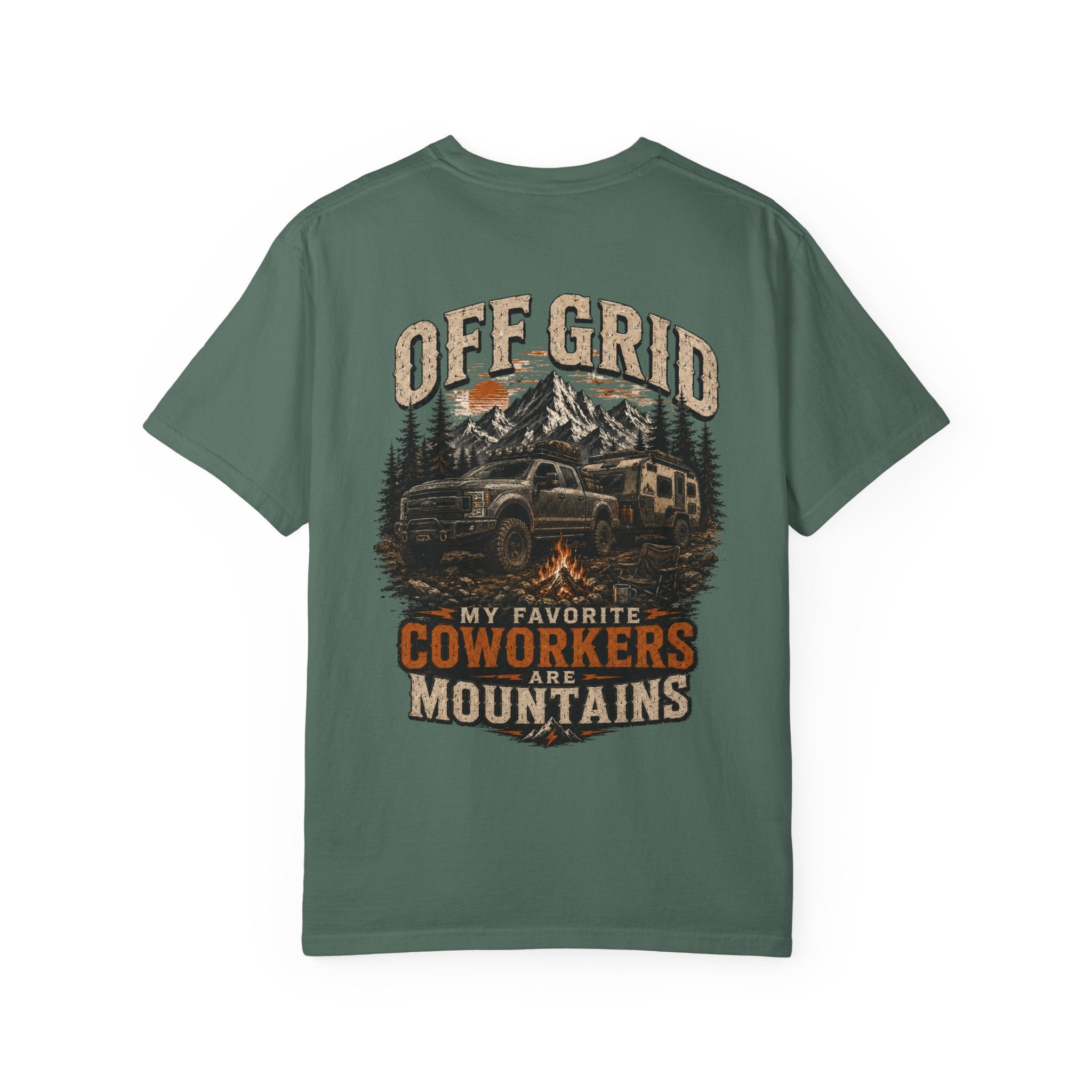 Off Grid Mountains T-Shirt — "Off Grid: My Favorite Coworkers Are Mountains" Adventure Tee
