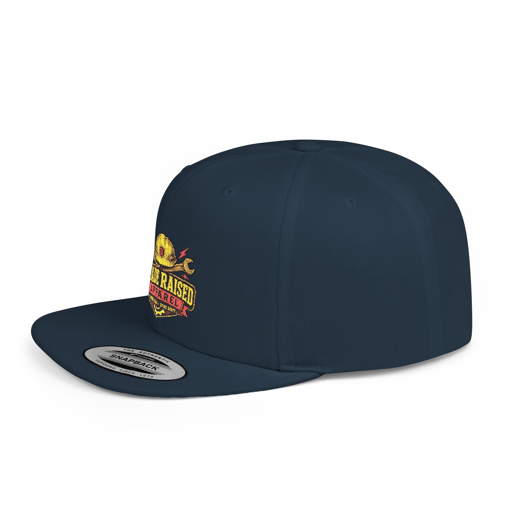 Flat Bill Snapback Hat — "Trade Raised" Logo Cap