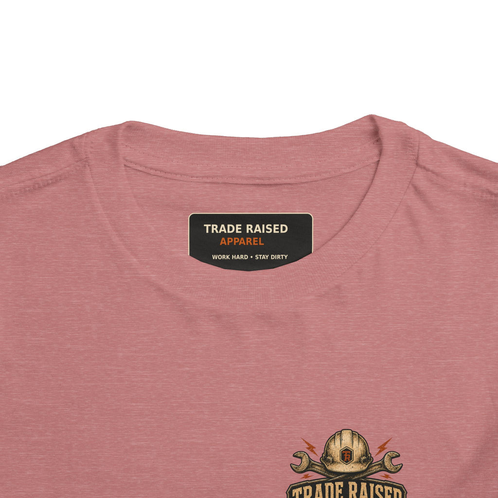 Toddler Tee — "Raised in the Trades" Blue Collar Kid Shirt