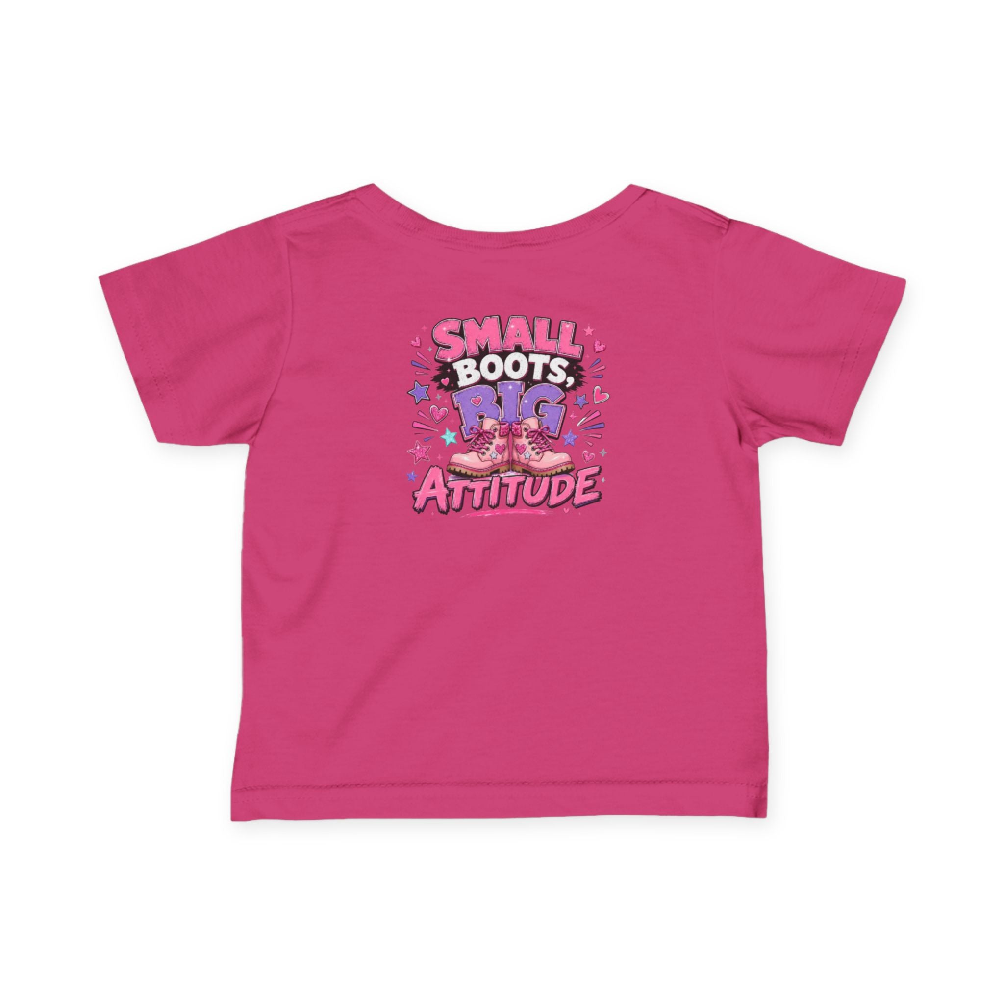 Infant Tee — "Small Boots Big Attitude" Cute Baby Boot Graphic Shirt