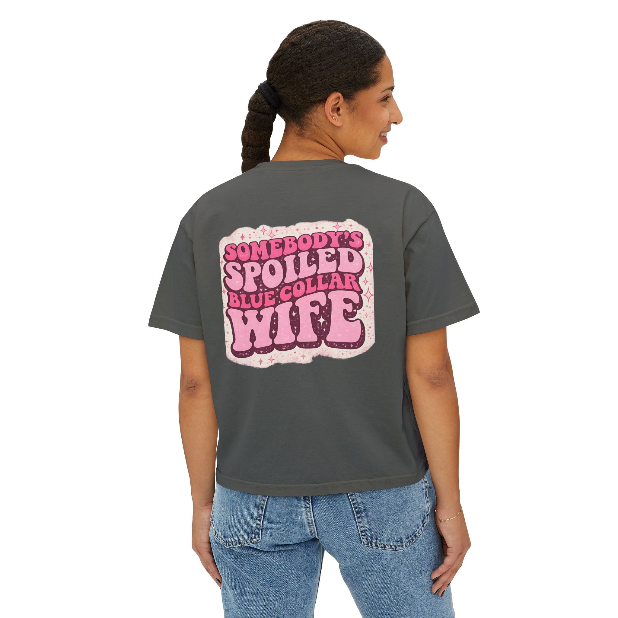 Somebody's Spoiled Blue Collar Wife Boxy Tee