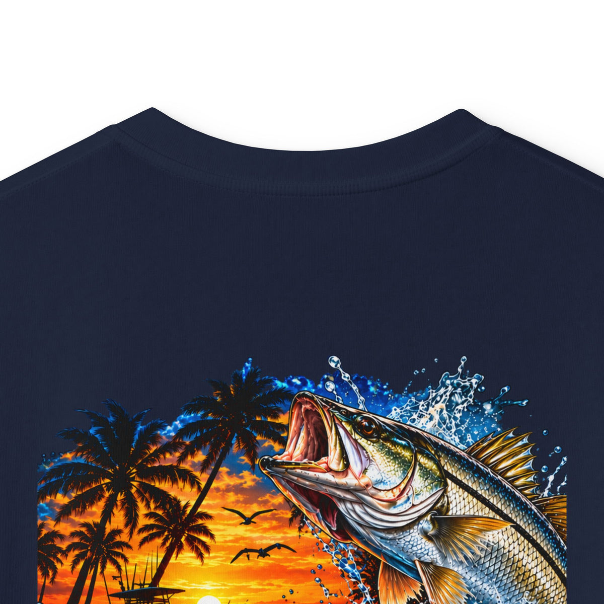 Kids Tee — Tropical Fishing Sunset Graphic (Back) with Small Front Logo