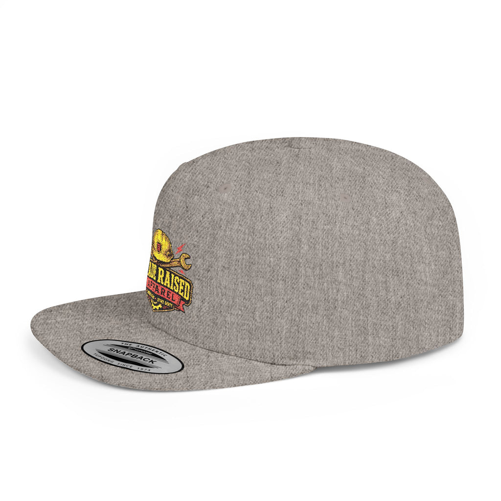 Flat Bill Snapback Hat — "Trade Raised" Logo Cap