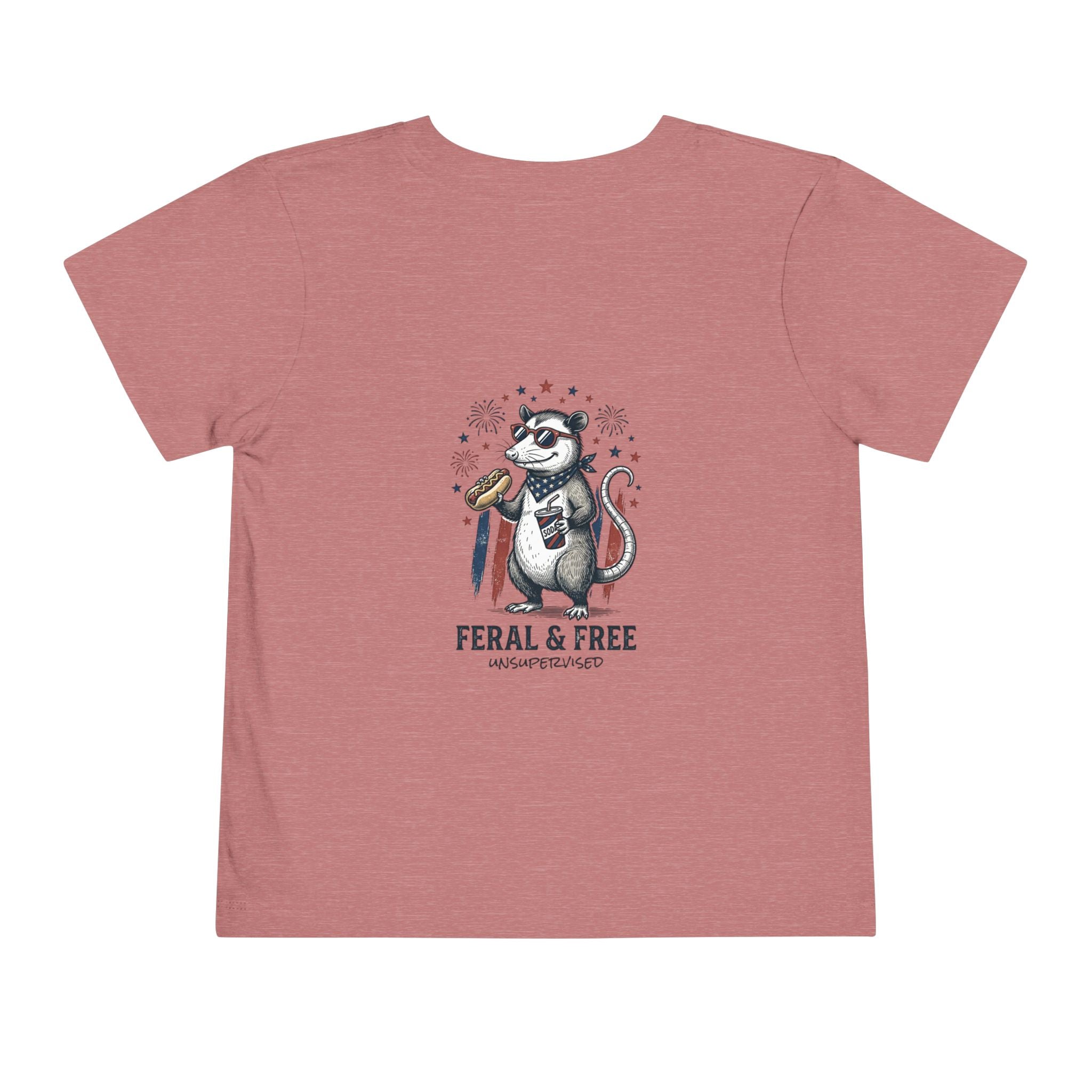 Toddler Tee — "Feral & Free" Raccoon 4th of July Patriotic Shirt
