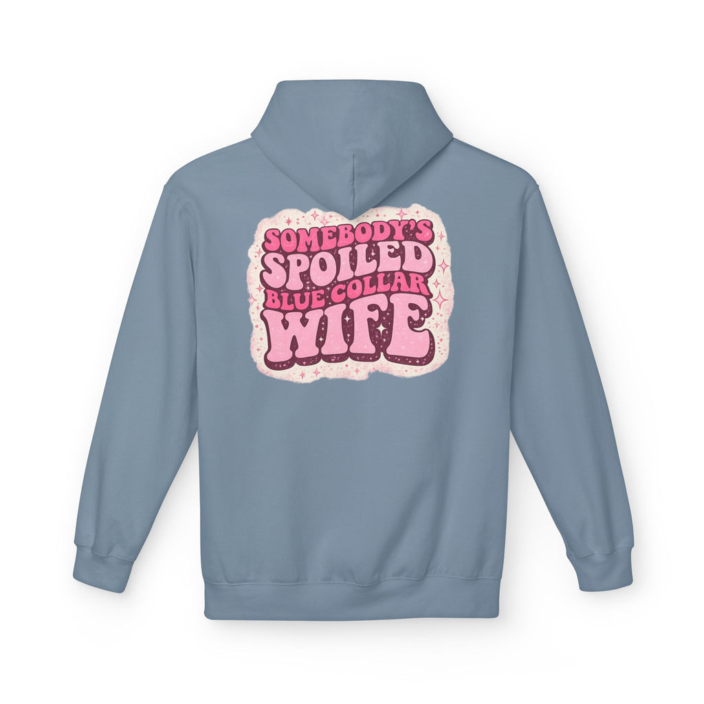 Somebody's Spoiled Blue Collar Wife Hoodie - Pink Retro Graphic Pullover