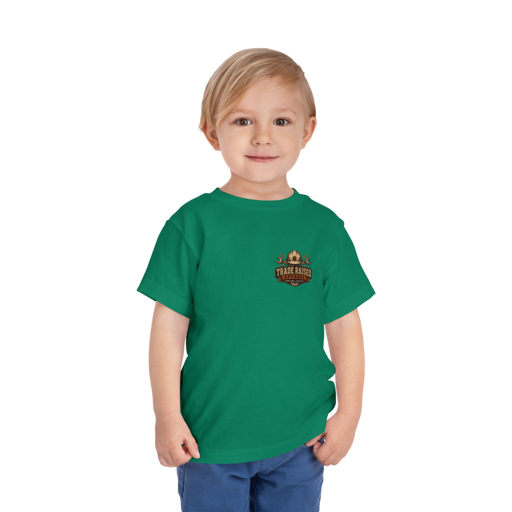 Toddler Tee — "Raised in the Trades" Blue Collar Kid Shirt