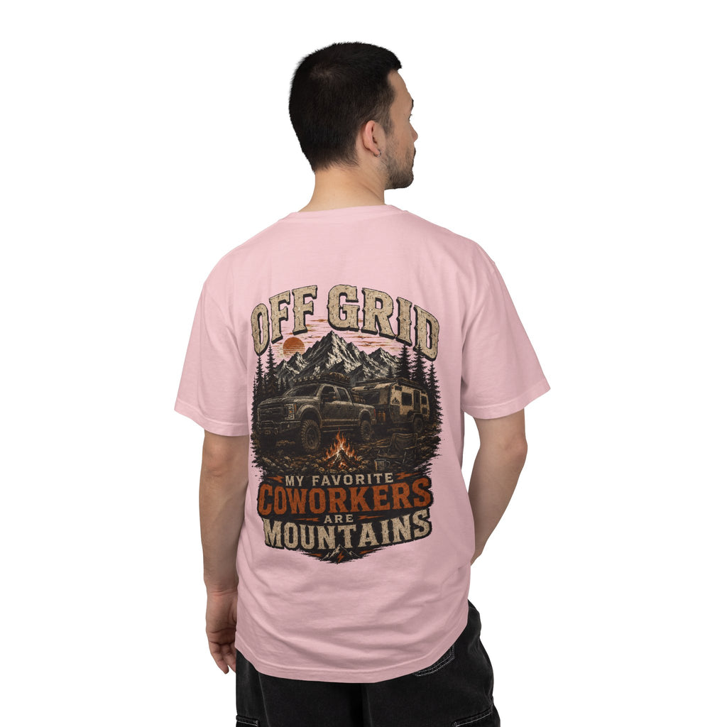 Off Grid Mountains T-Shirt — "Off Grid: My Favorite Coworkers Are Mountains" Adventure Tee