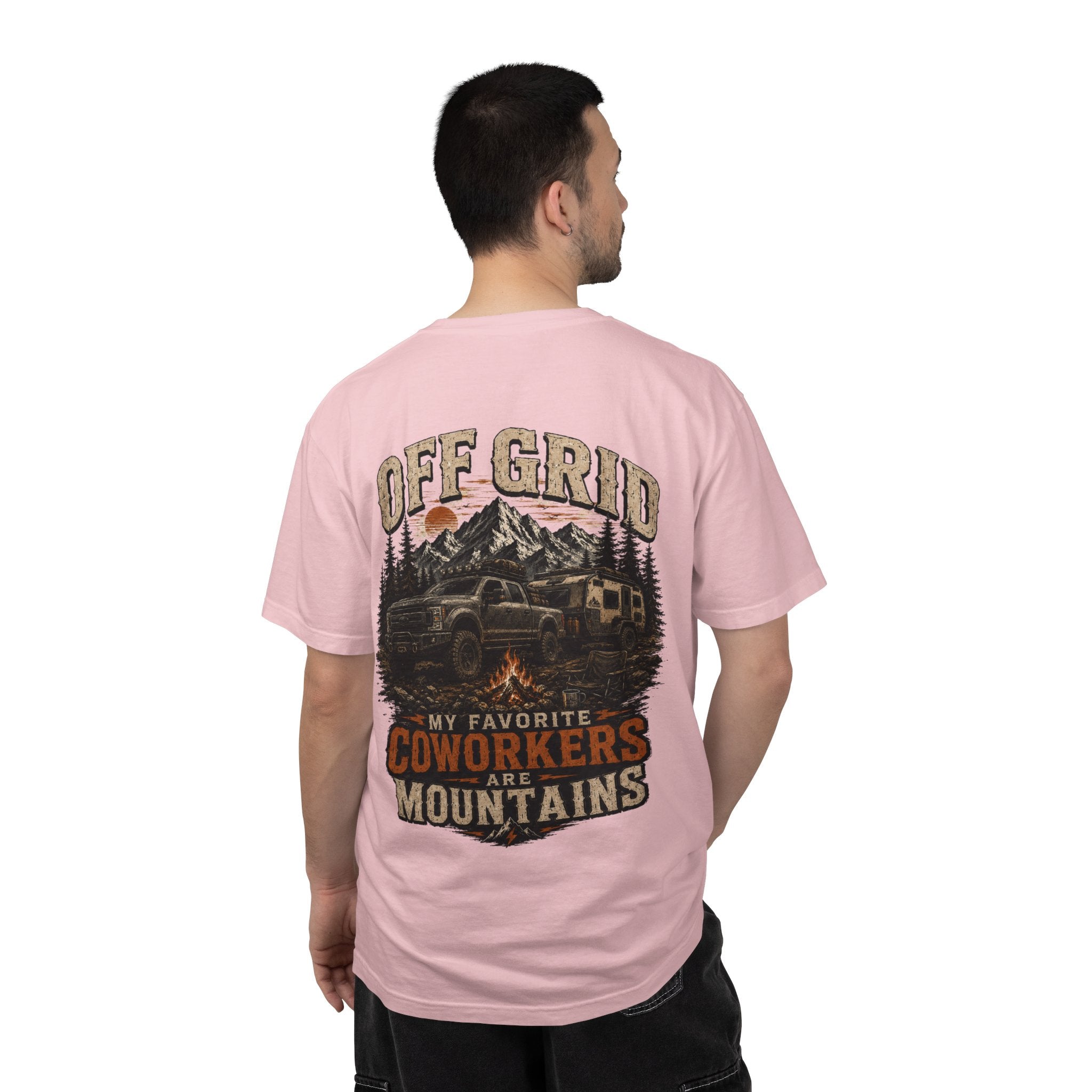 Off Grid Mountains T-Shirt — "Off Grid: My Favorite Coworkers Are Mountains" Adventure Tee