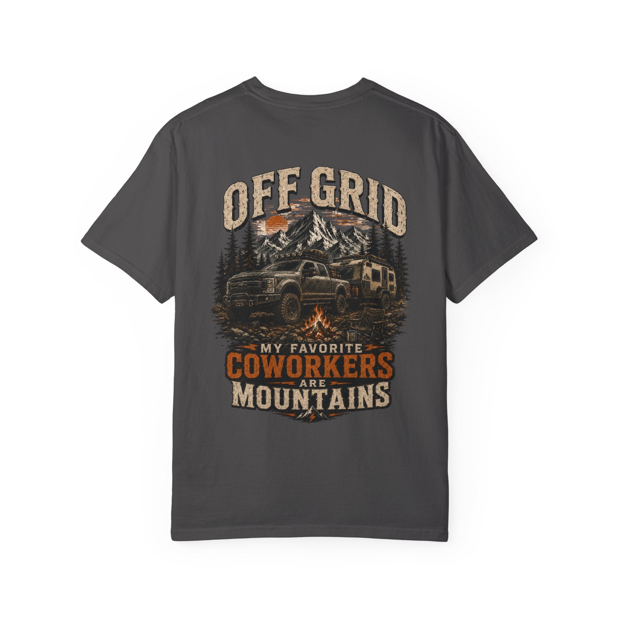 Off Grid Mountains T-Shirt — "Off Grid: My Favorite Coworkers Are Mountains" Adventure Tee
