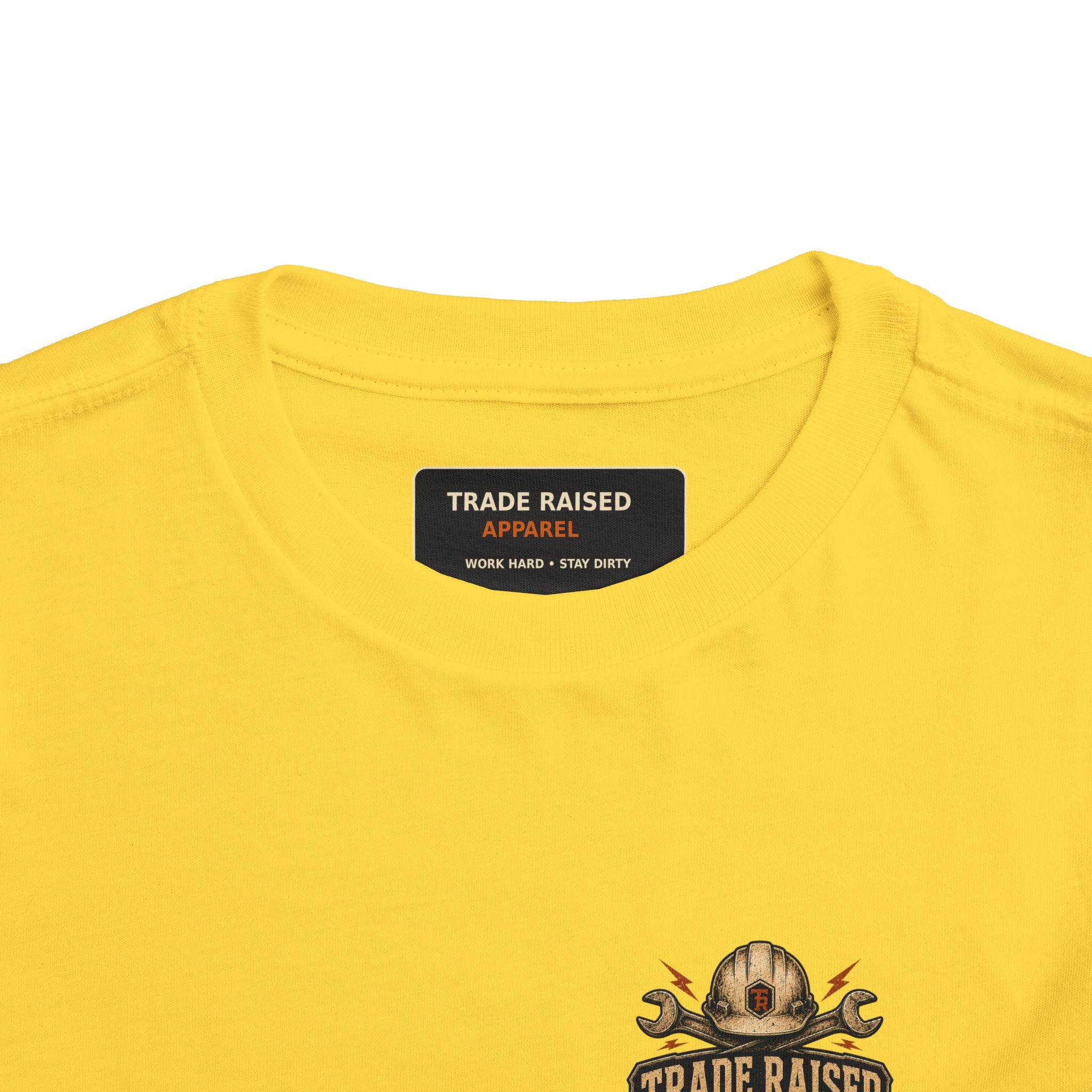 Toddler Tee — "Raised in the Trades" Blue Collar Kid Shirt