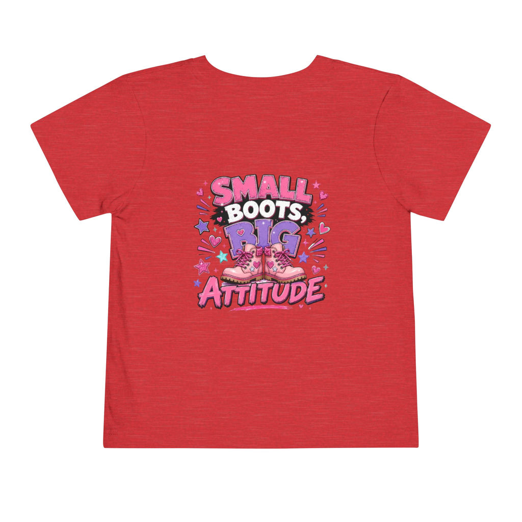 Toddler Tee — "Small Boots, Big Attitude" Pink Cowgirl Graphic