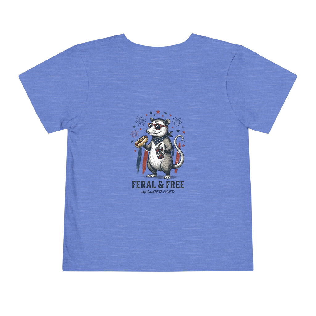 Toddler Tee — "Feral & Free" Raccoon 4th of July Patriotic Shirt