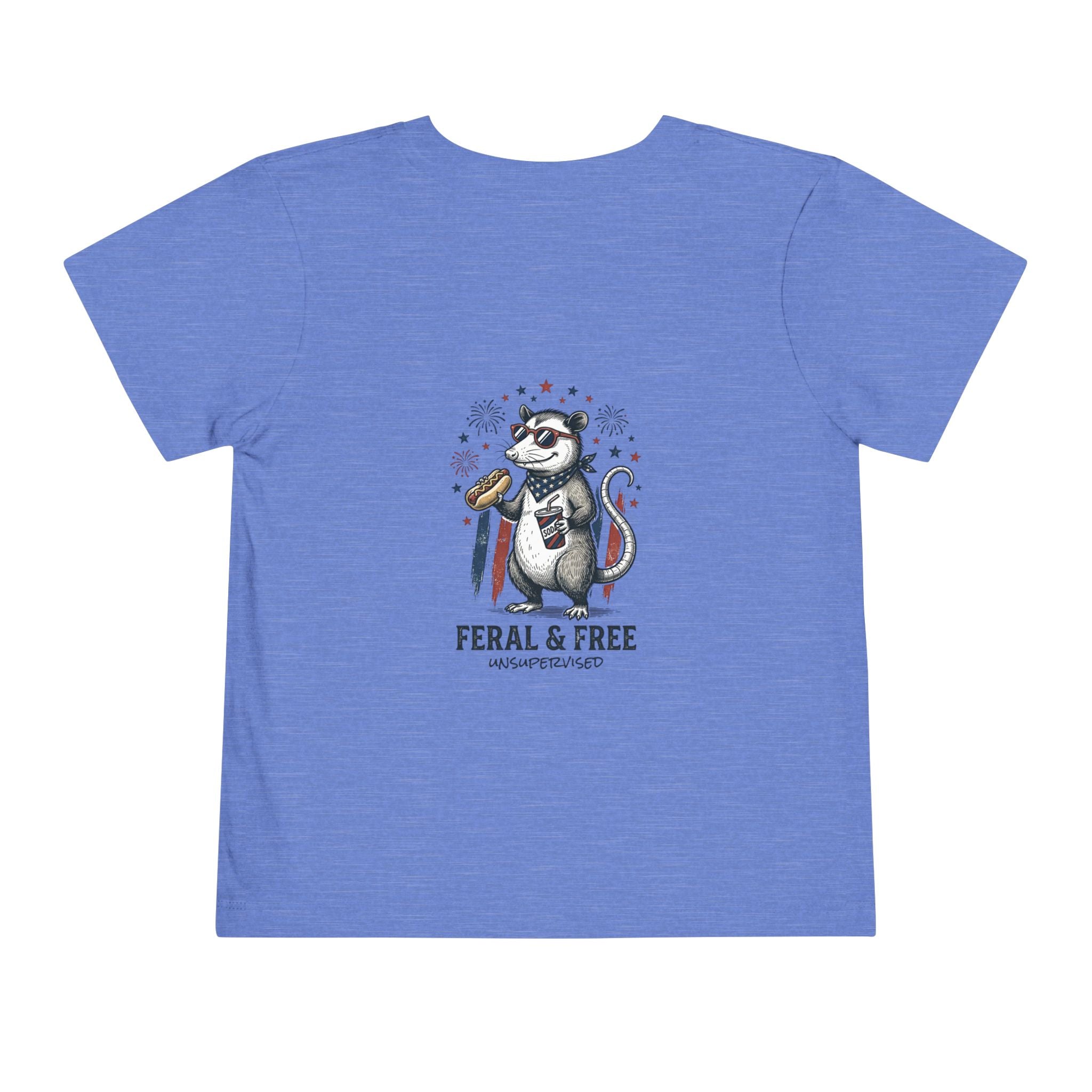 Toddler Tee — "Feral & Free" Raccoon 4th of July Patriotic Shirt