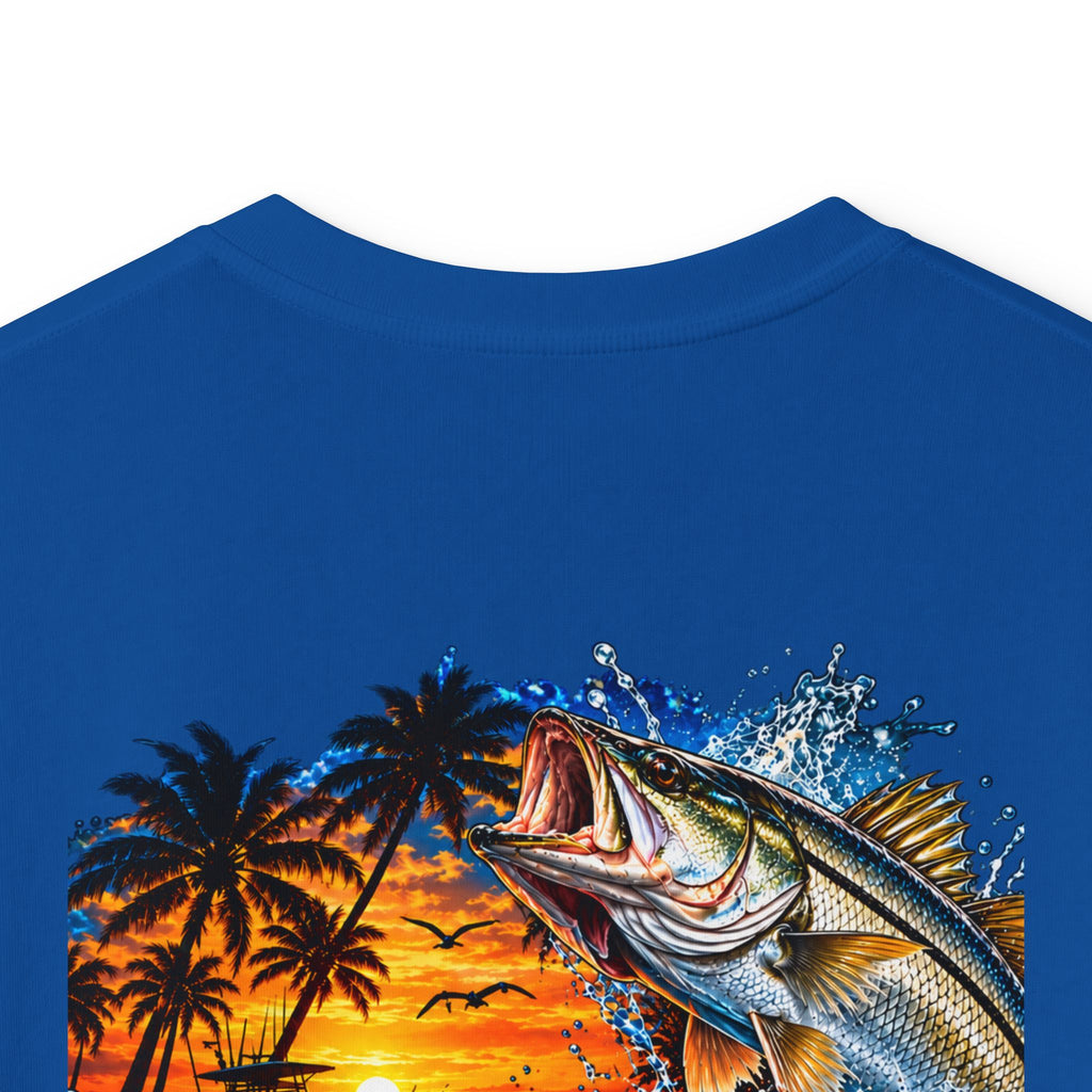 Kids Tee — Tropical Fishing Sunset Graphic (Back) with Small Front Logo