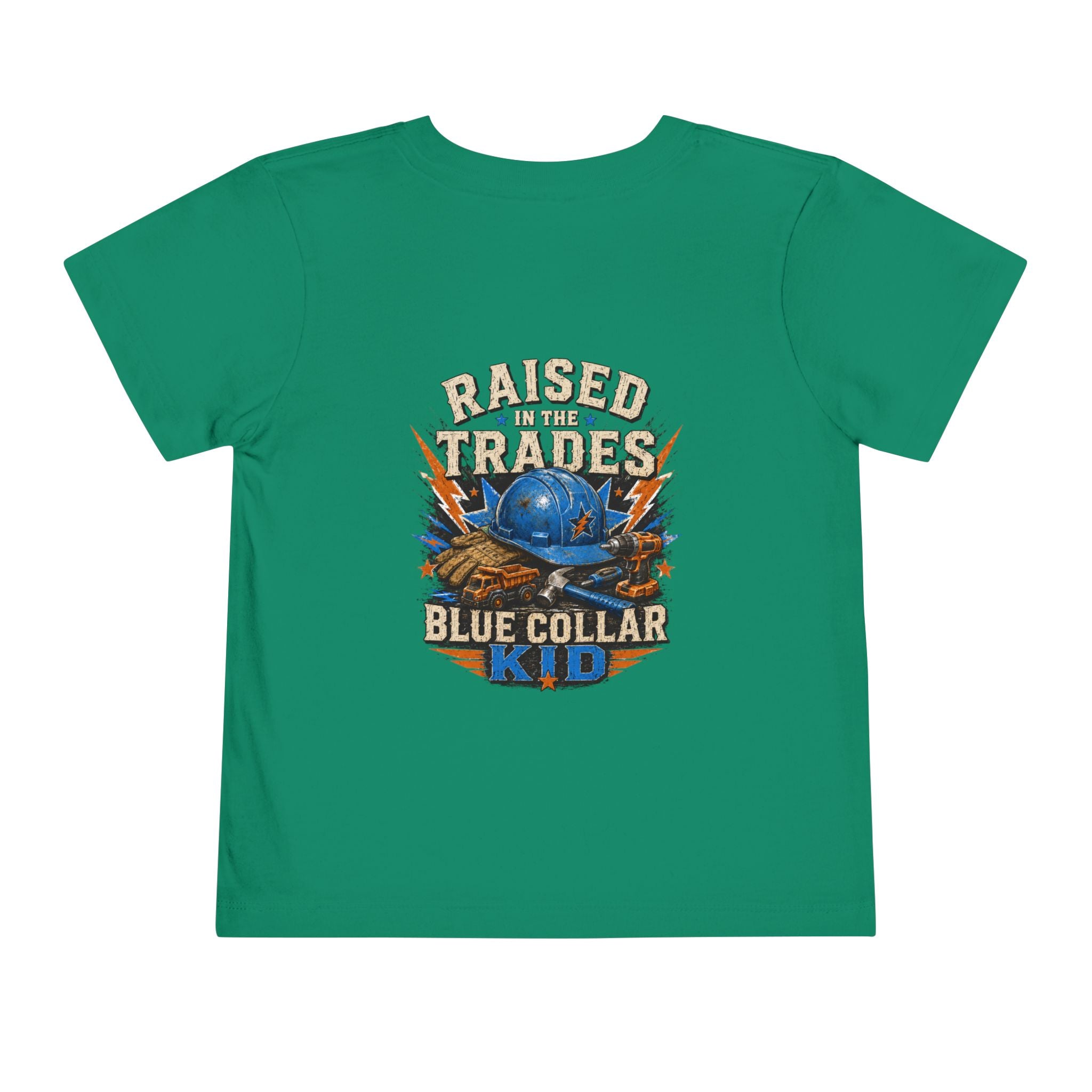 Toddler Tee — "Raised in the Trades" Blue Collar Kid Shirt