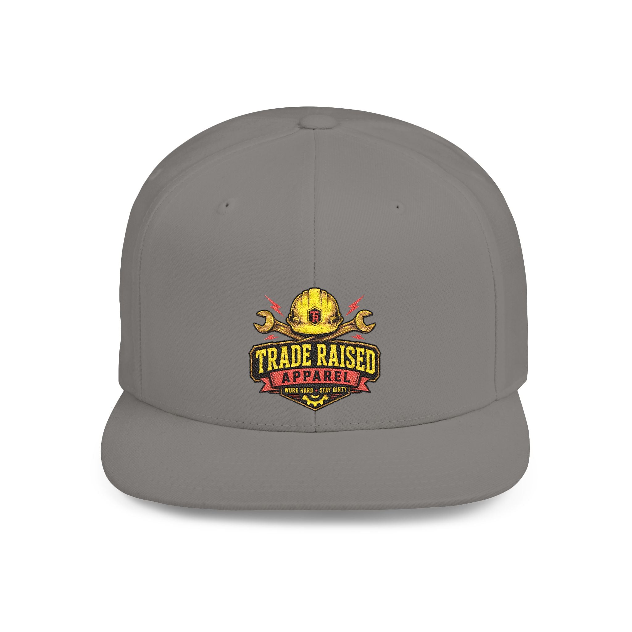 Flat Bill Snapback Hat — "Trade Raised" Logo Cap