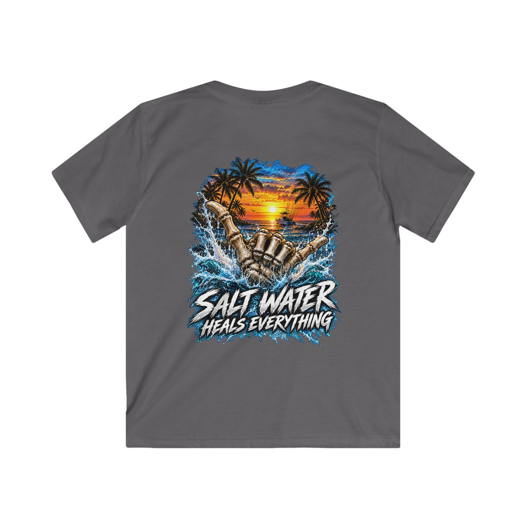 Kids T-Shirt — "Salt Water Heals Everything" Tropical Sunset Beach Tee