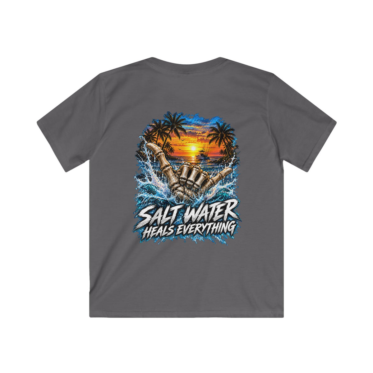 Kids T-Shirt — "Salt Water Heals Everything" Tropical Sunset Beach Tee