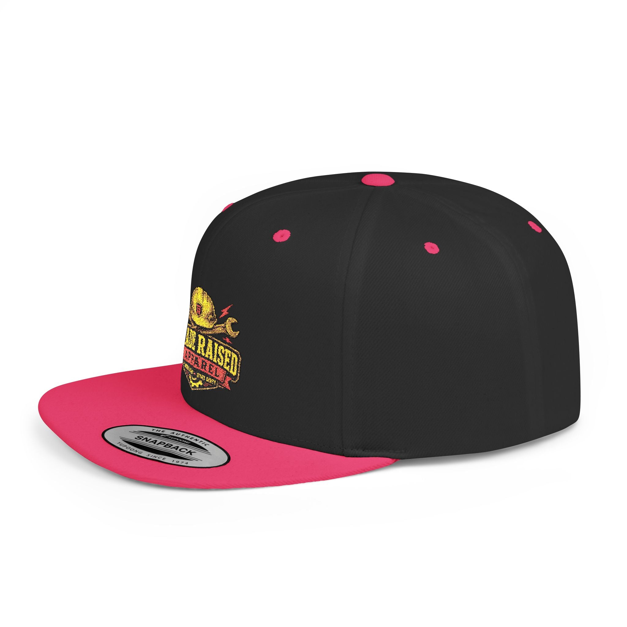 Flat Bill Snapback Hat — "Trade Raised" Logo Cap