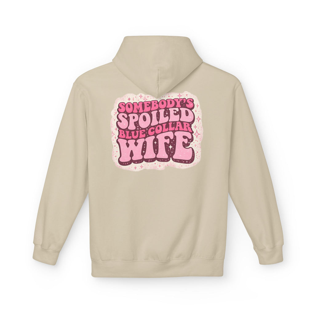 Somebody's Spoiled Blue Collar Wife Hoodie - Pink Retro Graphic Pullover