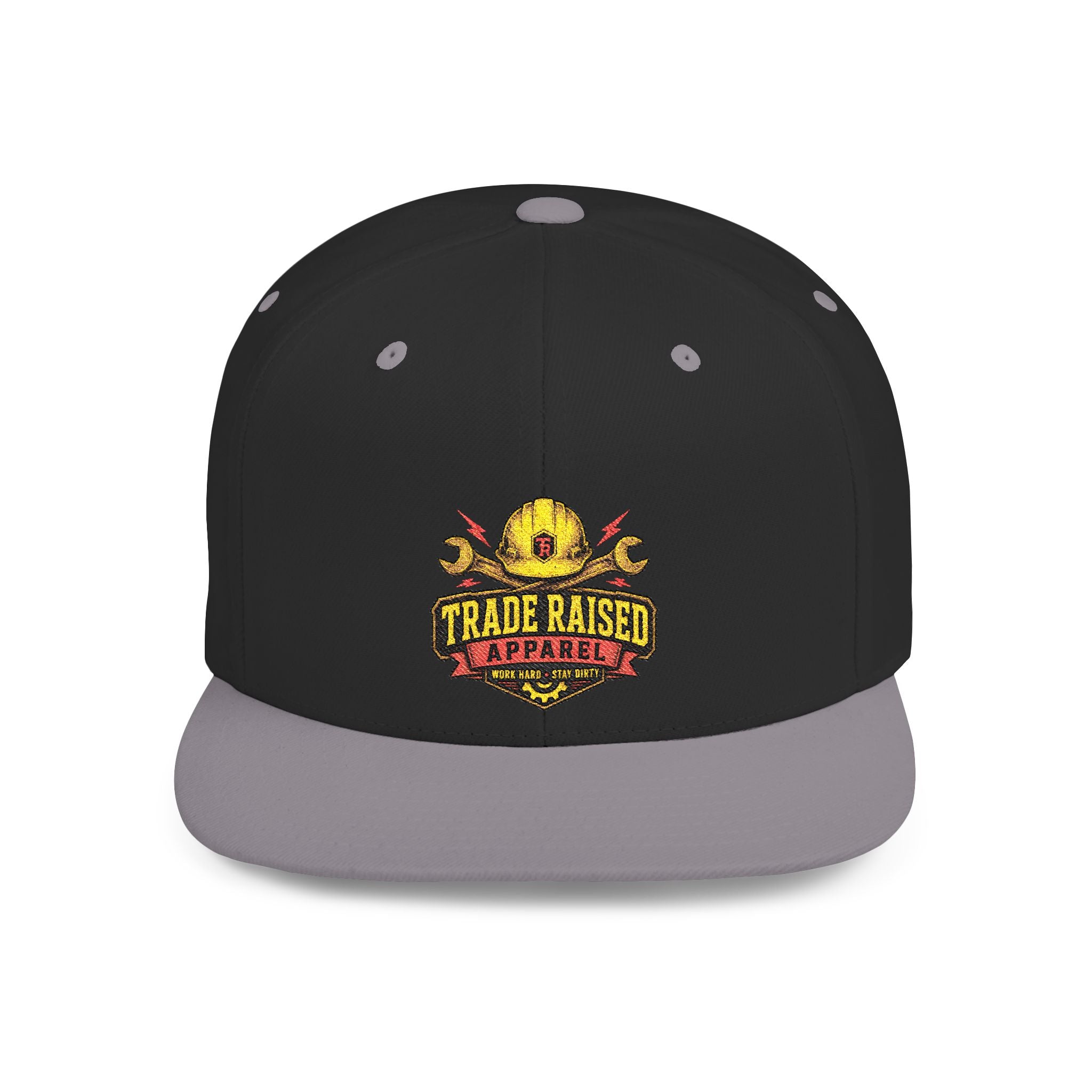 Flat Bill Snapback Hat — "Trade Raised" Logo Cap