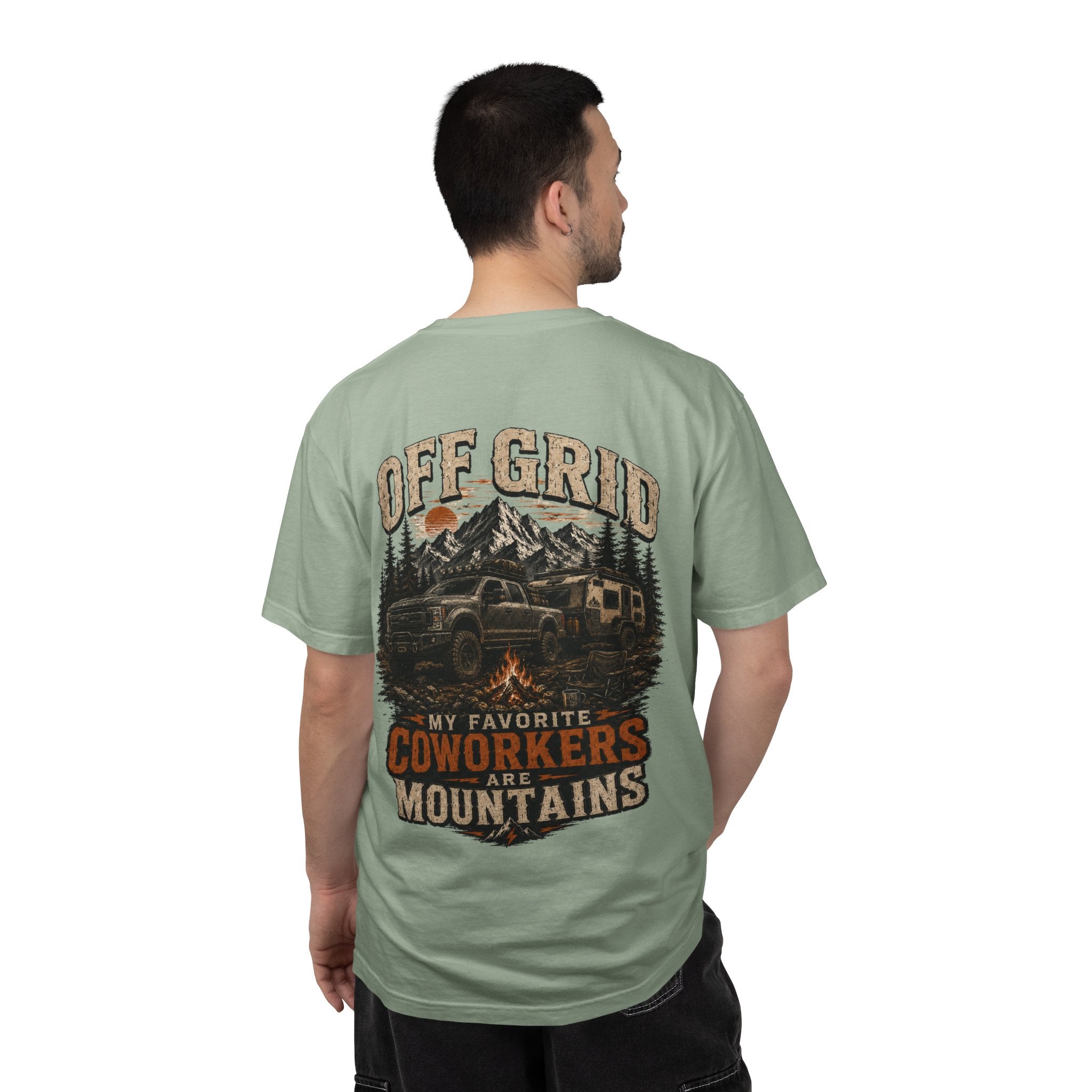 Off Grid Mountains T-Shirt — "Off Grid: My Favorite Coworkers Are Mountains" Adventure Tee