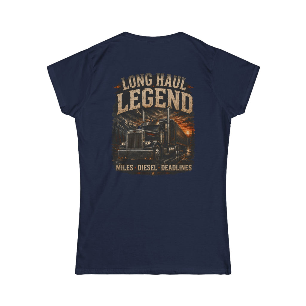 Long Haul Legend Women's Tee – Truck Driver Miles, Diesel Deadlines Graphic Shirt