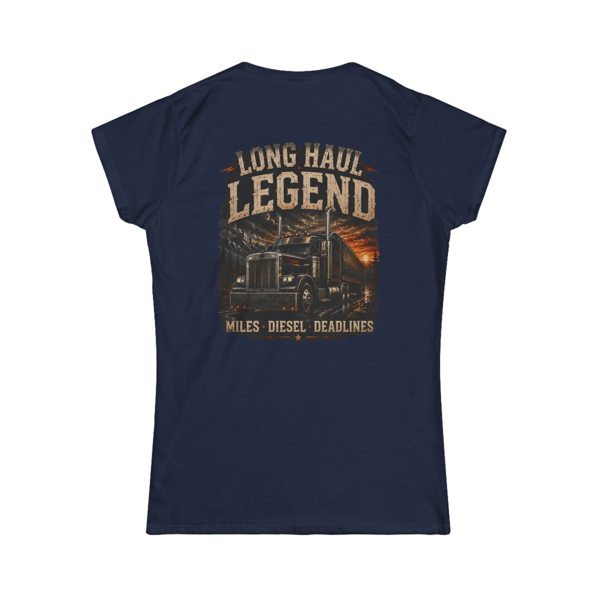Long Haul Legend Women's Tee – Truck Driver Miles, Diesel Deadlines Graphic Shirt