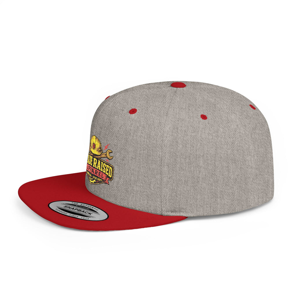 Flat Bill Snapback Hat — "Trade Raised" Logo Cap