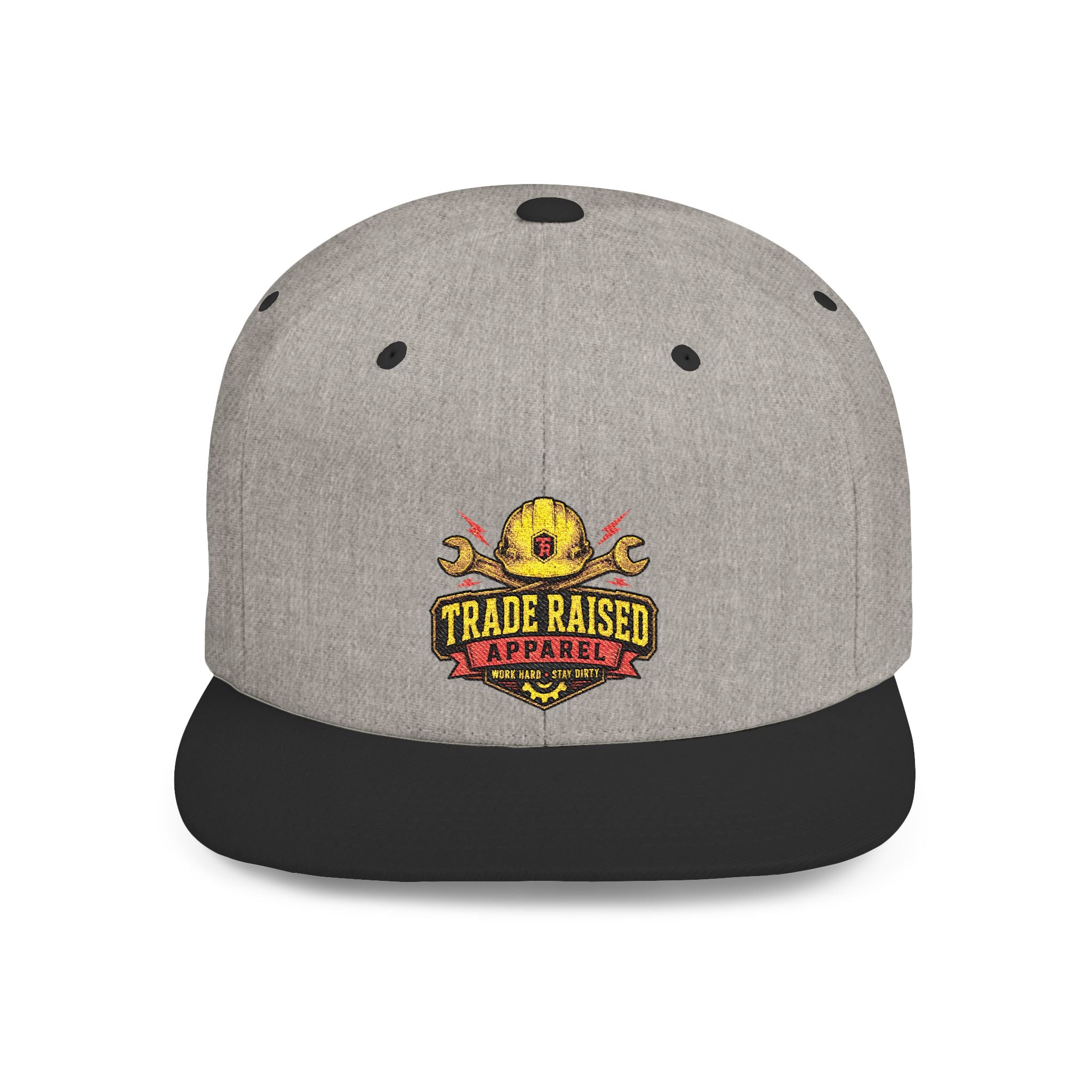 Flat Bill Snapback Hat — "Trade Raised" Logo Cap