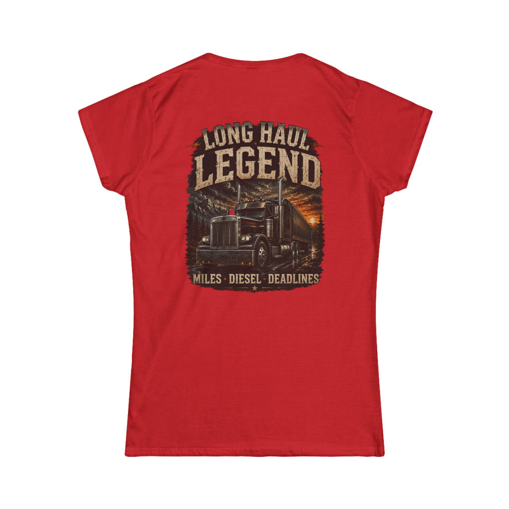 Long Haul Legend Women's Tee – Truck Driver Miles, Diesel Deadlines Graphic Shirt