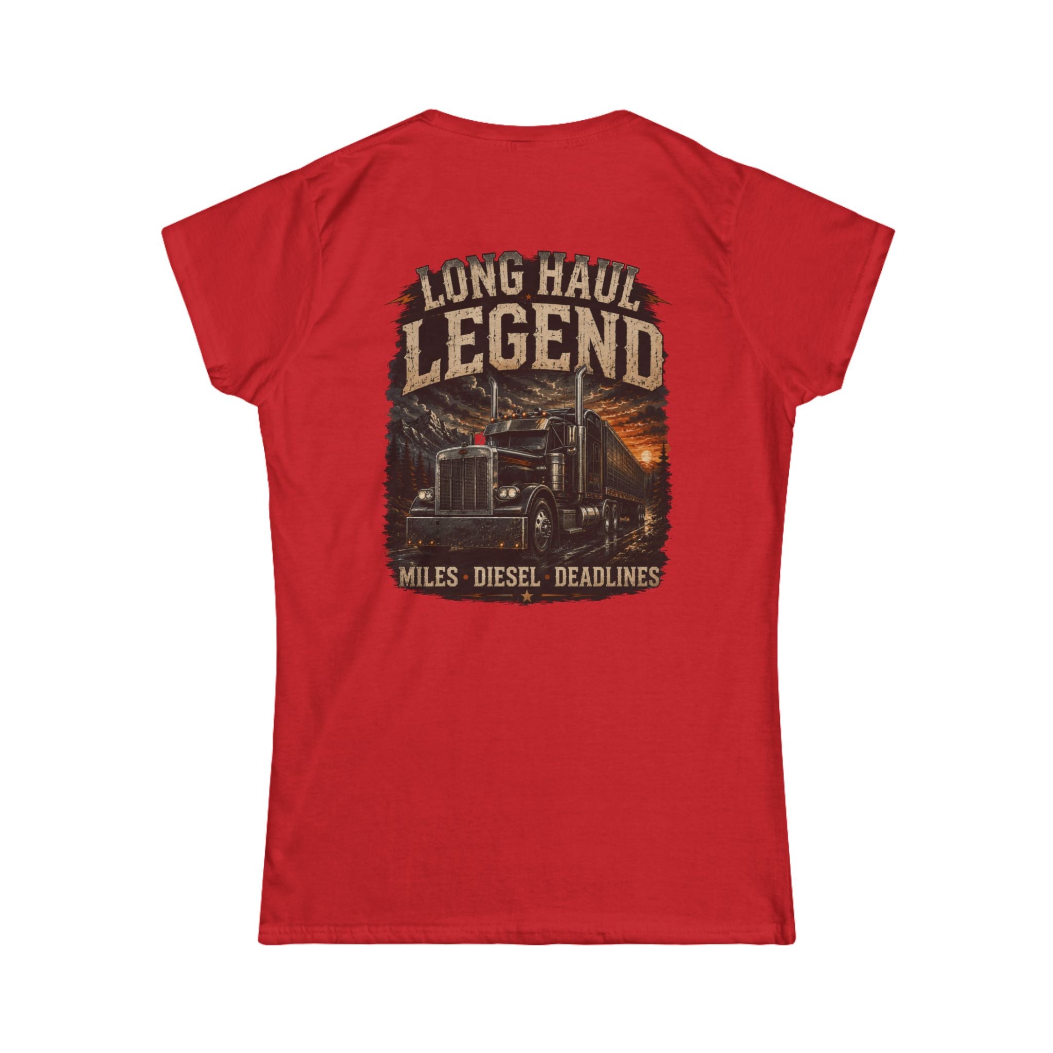 Long Haul Legend Women's Tee – Truck Driver Miles, Diesel Deadlines Graphic Shirt