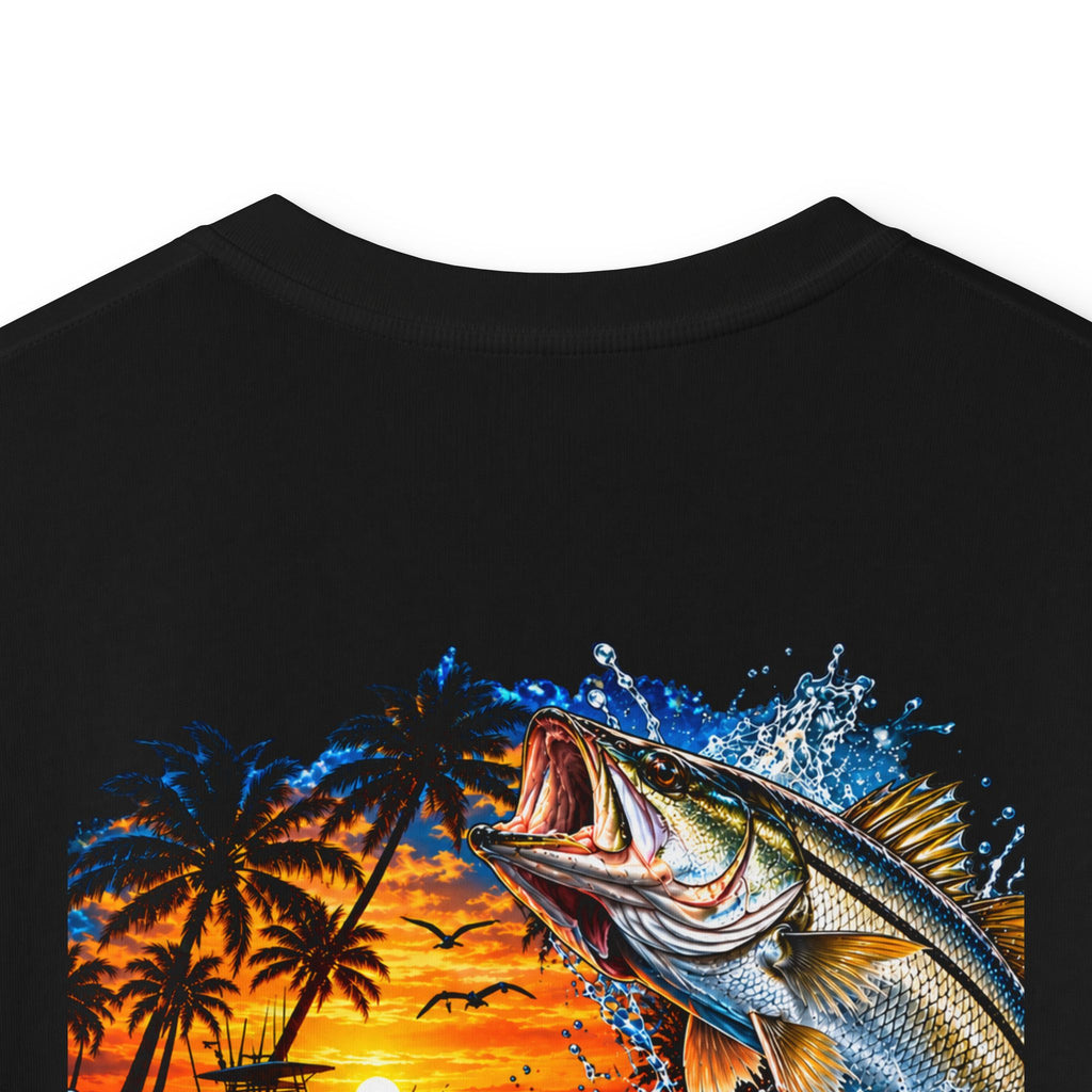Kids Tee — Tropical Fishing Sunset Graphic (Back) with Small Front Logo