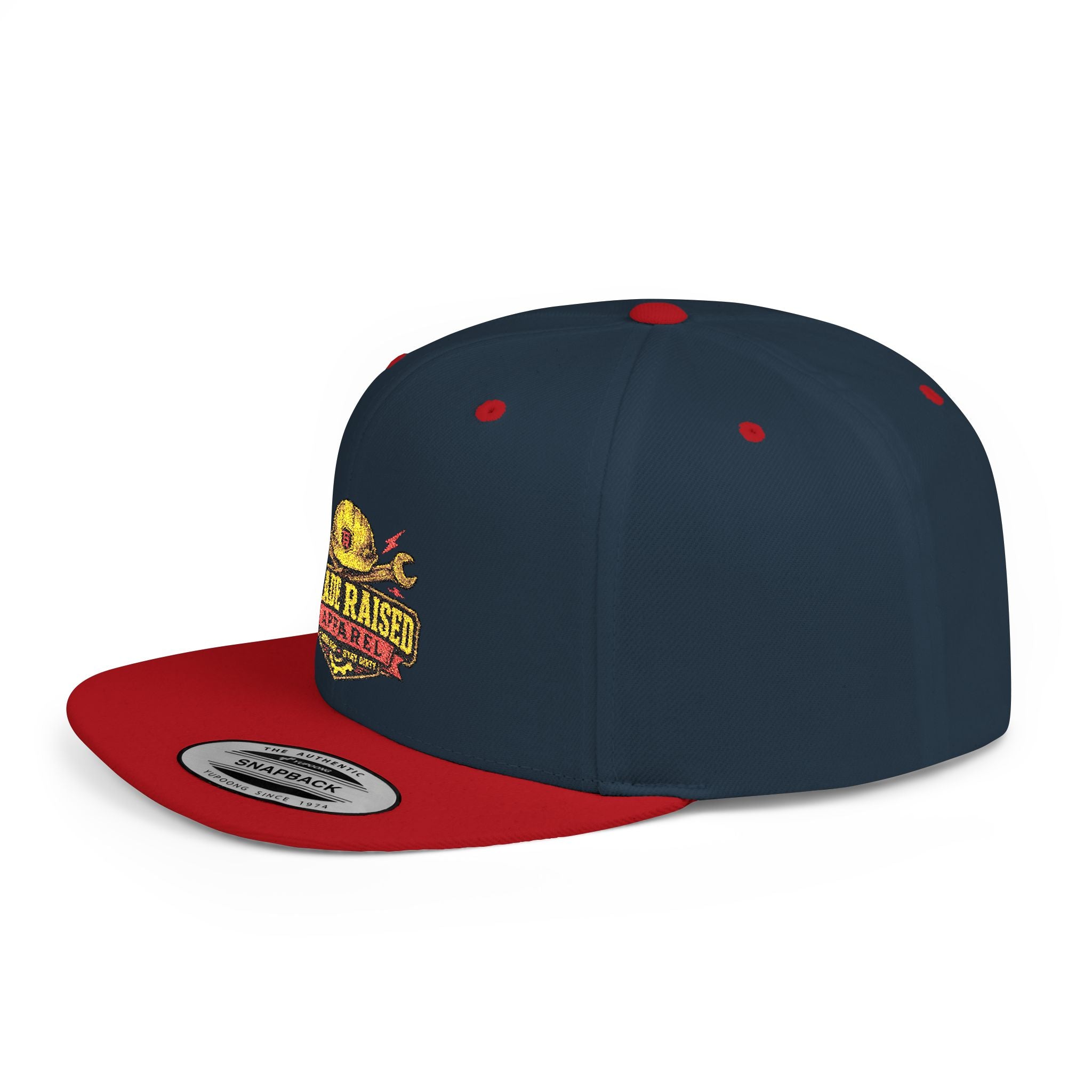Flat Bill Snapback Hat — "Trade Raised" Logo Cap