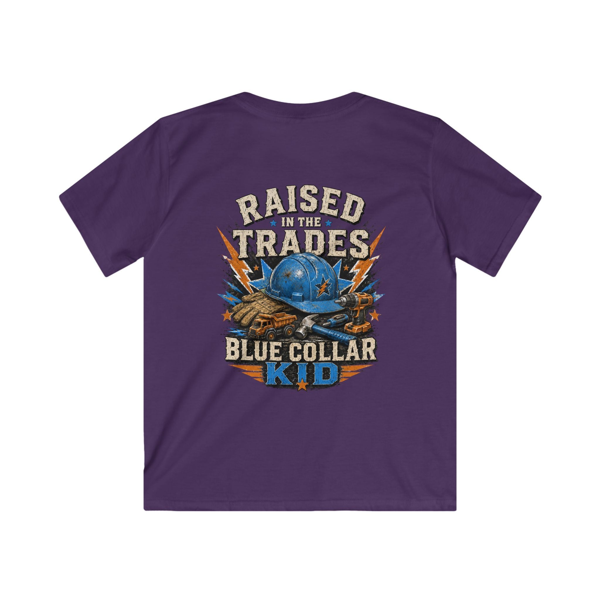Kids T-Shirt - "Raised With Trades" Blue Collar Kid Graphic Tee