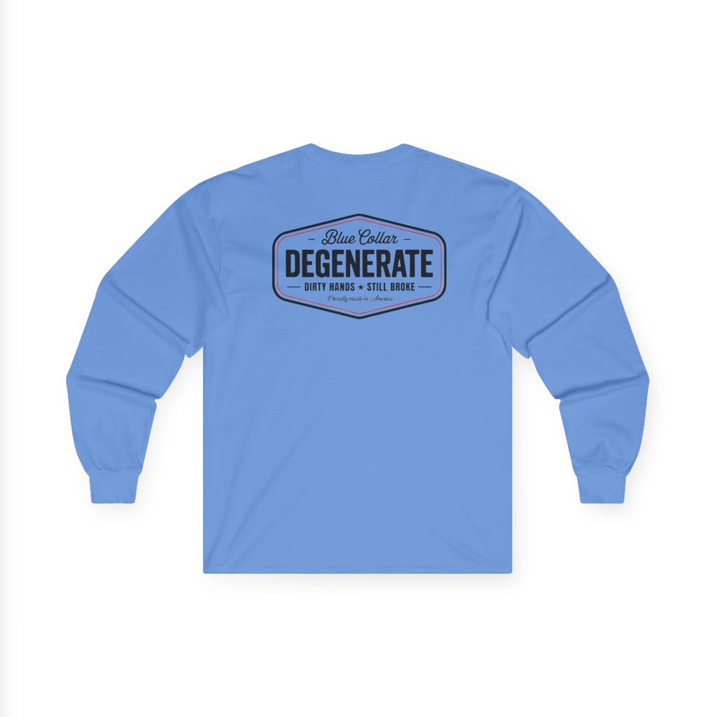 Degenerate Blue Collar Long Sleeve Tee — 'Blue Collar Degenerate' Workwear Shirt