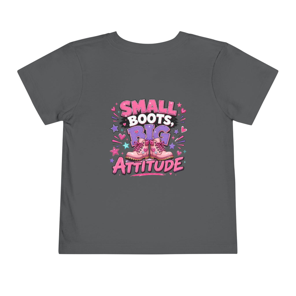 Toddler Tee — "Small Boots, Big Attitude" Pink Cowgirl Graphic