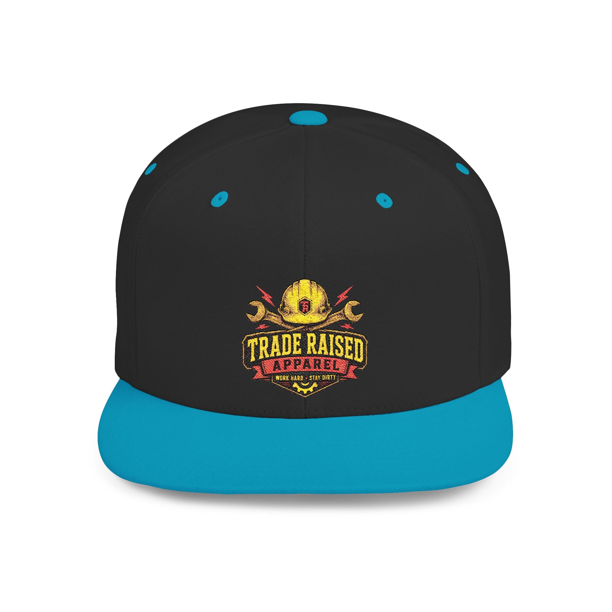 Flat Bill Snapback Hat — "Trade Raised" Logo Cap