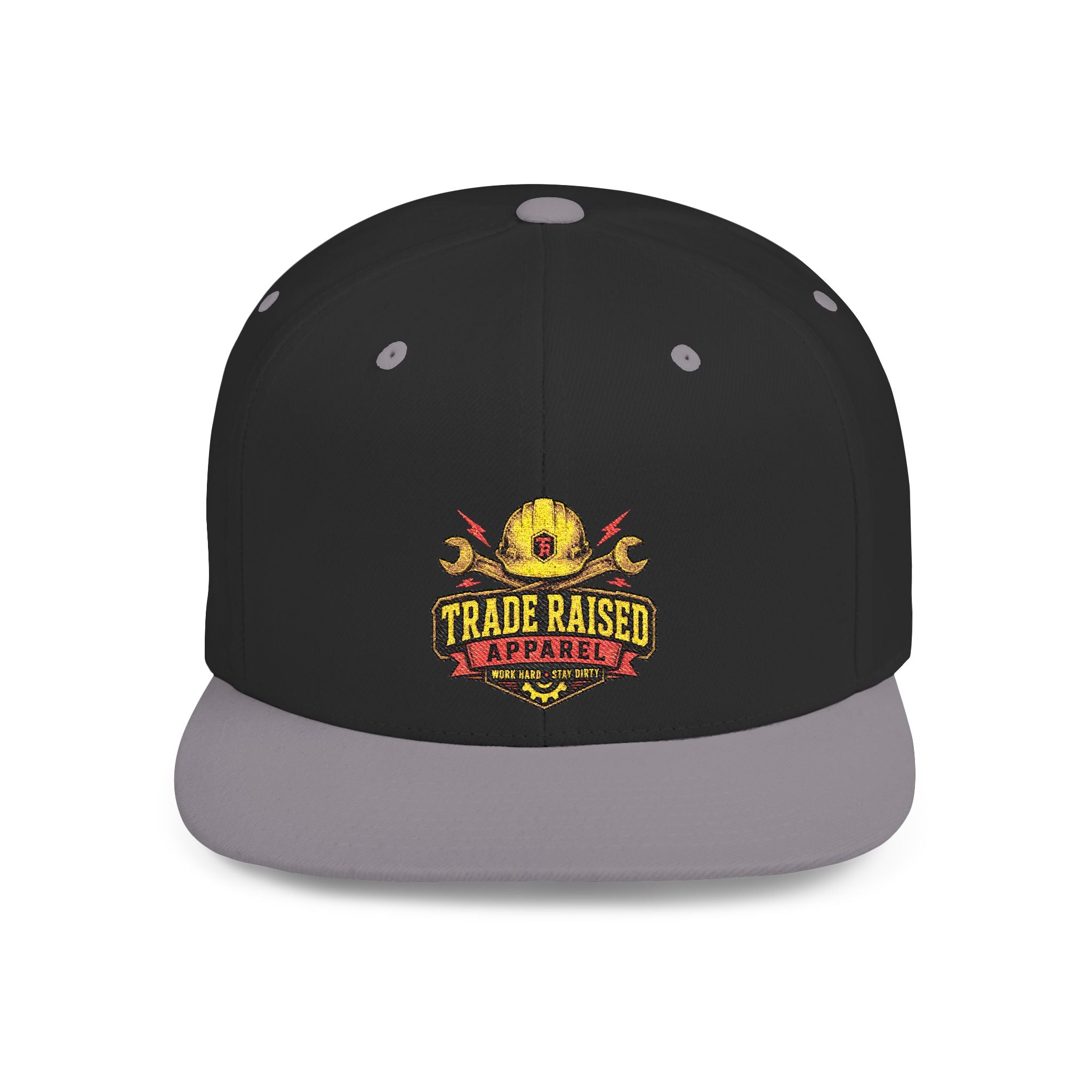 Flat Bill Snapback Hat — "Trade Raised" Logo Cap